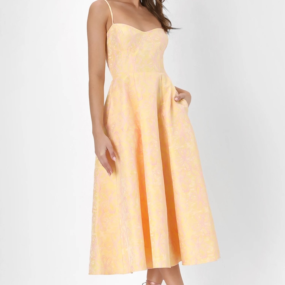 NWT Lulu’s XL Meet for Tea Bustier Jacquard Dress